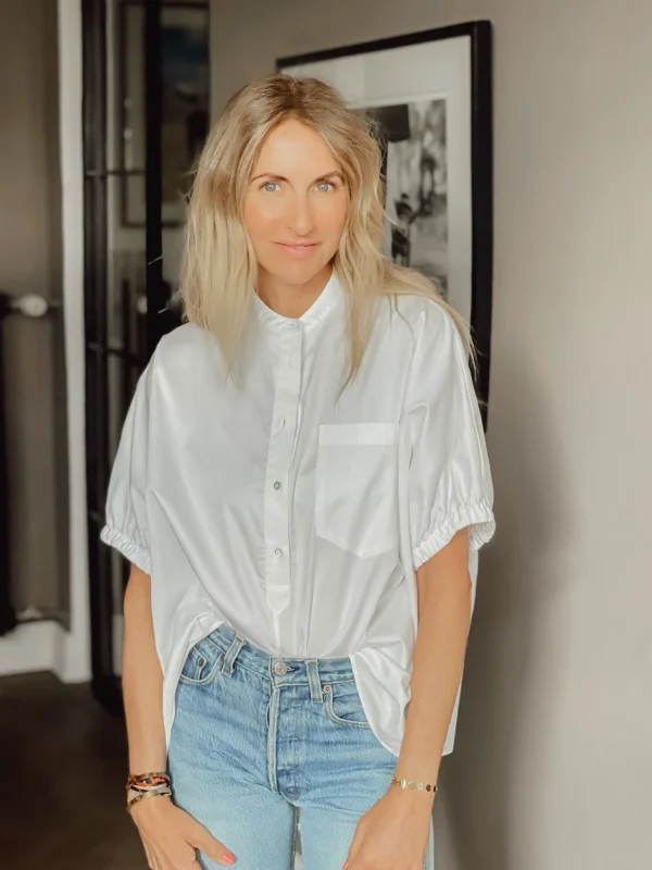 Best Sosue Bluse Cowboy Button Weiß