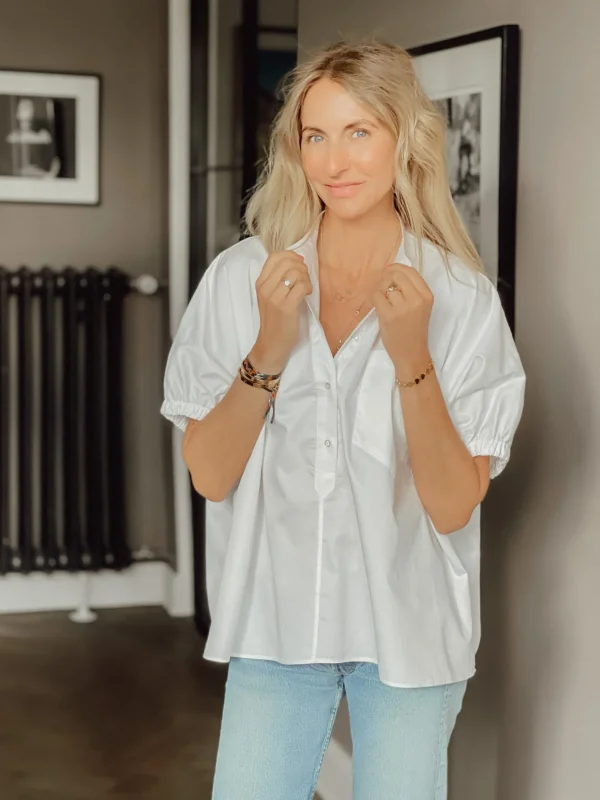 Best Sosue Bluse Cowboy Button Weiß