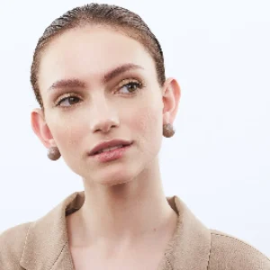 Sale Vanessa Baroni Dot Earring Greige Marble