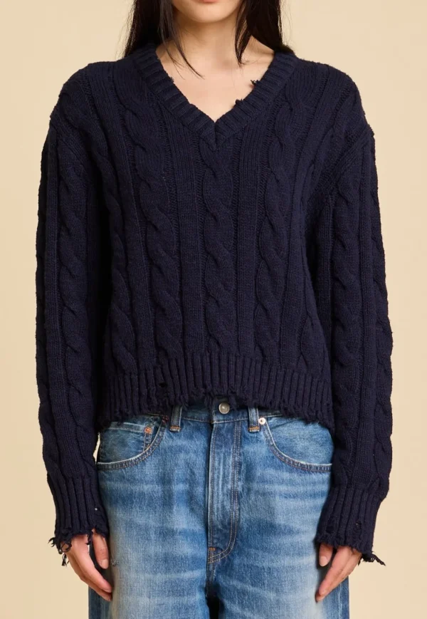 Outlet Denimist Pullover Cable Sweater