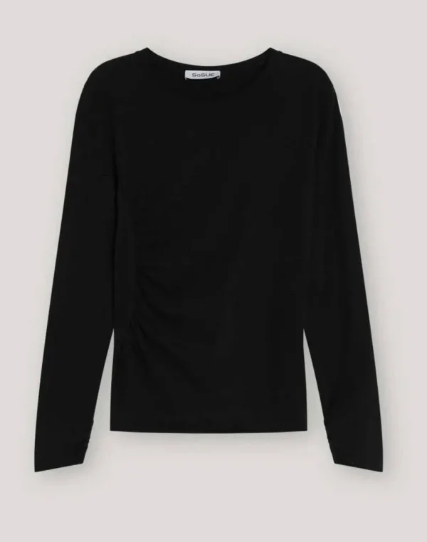 Clearance Sosue Shirt Gathering Black